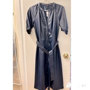 Ann Taylor Faux Leather Belted Dress_New_size 4
